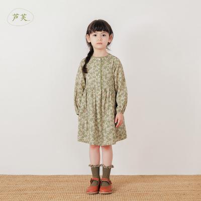 China French Viable Series Girls Autumn Four Leaves Clover Cotton Floral Print Dress Babies Boutique Dresses 221393 for sale