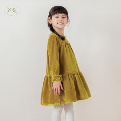 China French Viable Series Girls Autumn Shoulder Drop Velvet Dress Babies Boutique A Line Dress Dresses 221361 for sale