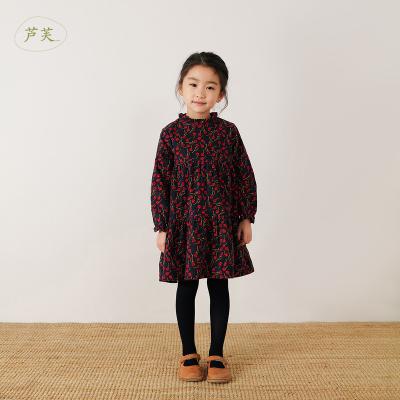 China French Viable Series Girls Marc&janie LUFU Autumn Cotton Red Floral Print Toddler Girls Boutique Dress Dresses 213160 for sale