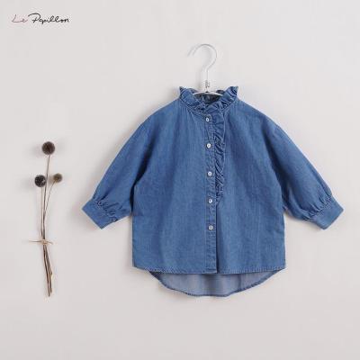 China 213209 Autumn Girls lace denim shirt lace elegant vintage vintage marc&janie LUFU French series viable long sleeve shirt for sale