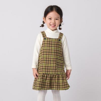 China Marc&janie Viable Spring Girls Spring Autumn Wool Green Plaid Strap Baby Toddler Girls Suspender Skirt 221578 for sale