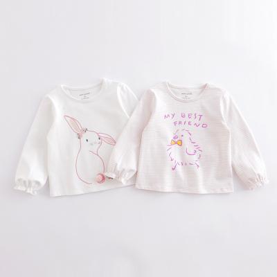 China Marc&janie viable 221251 Spring Autumn Girls' Bunny Dropped Shoulder Long Sleeve cute fashion sleeve T-shirt kids long T-shirt for sale