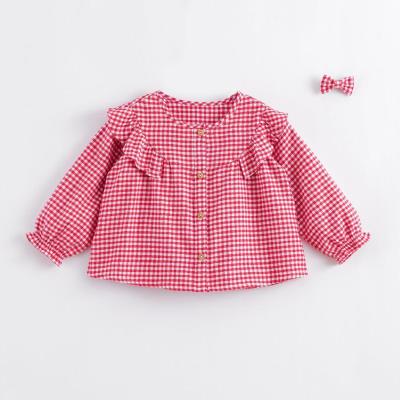 China Marc&janie Sustainable Girls Spring Autumn Cute Plaid Shirt Baby Toddler Girls Long Sleeve Shirts 221557 for sale