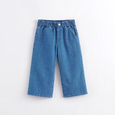 China Marc&janie 221670 Viable Girls Autumn Cotton Denim Wide Leg Pants Children's Pants Ripped Jeans Cotton Baby Pants For Fall for sale