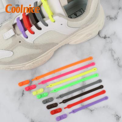 China Silicone Flat Shoe Laces Diy Accessories Waterproof Stretchy No Tie Silicone Black Lace for sale