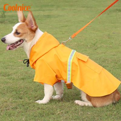 China Coolnice Wholesale Pet Rainy Day Clothing PU Reflective Brand Outdoor Stocked Pet Raincoat for sale