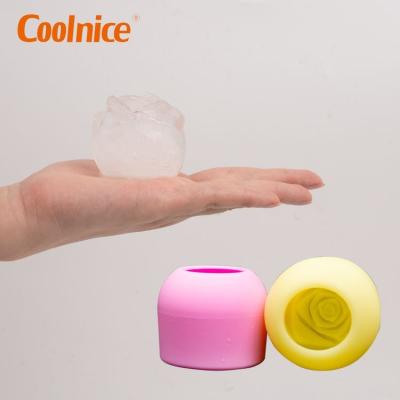 China Custom Coolnice 3D Rose Shaped Chocolate Cake Jelly Viable Cube Silicone Ice Mold for sale