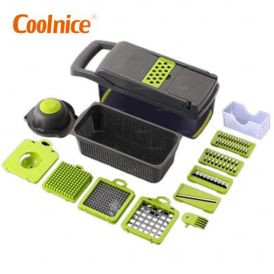 China Viable 12 in 1 Vegetable Chopper Food Chopper Onion Cutter Mandoline Vegetable Slicer Manual Veggie Slicer for sale