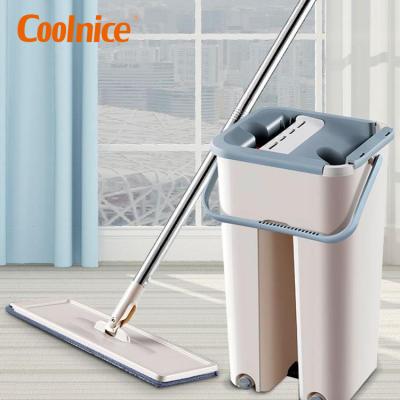 China 2021 New Design Hand Wash Sustainable Freestanding Wet And Dry Floor Wash 360 Flat Mop With Bucket for sale