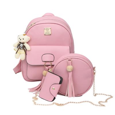 China Wholesale Fashion Sale Cute Women Backpack Waterproof Warm PU Leather Mini 3 Pcs In 1 Sets Backpack For Girls for sale