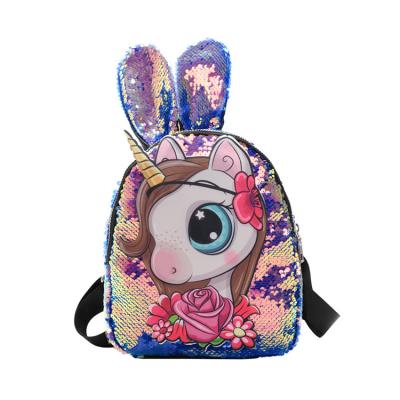 China Waterproof wholesale sequins backpack cute girl off the street mini bunny ears backpack lady backpack for sale