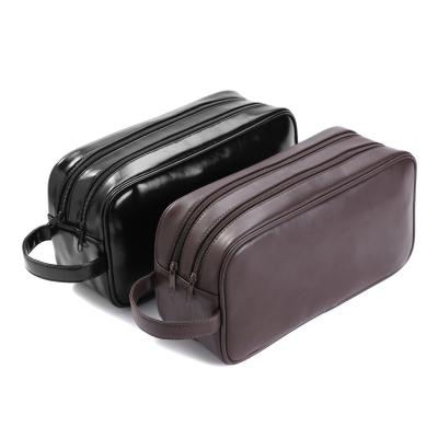 China Fashoion Black Business Travel Sotrage PU Bag Men Toiletry Makeup Storage Beauty Leather Cosmetic Clutch for Women for sale