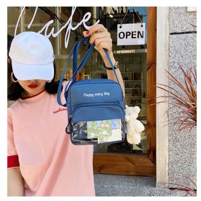 China Mini coin purse pocket small MOQ lady messenger bag blue black durable cute acrossbody sling wholesale durable white girl canvas bag for sale