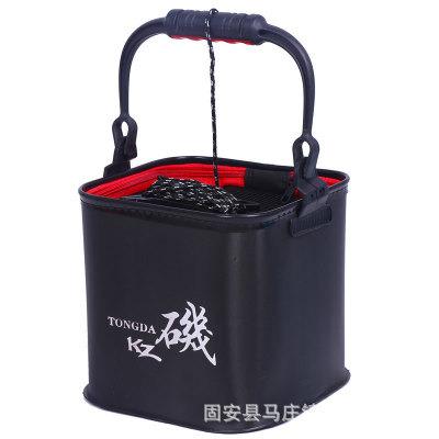 China Purpose 5L EVA Cylinder Bucket Fishing Multifunction Foldable Waterproof Bag Tank With 5 Meters Rope for sale