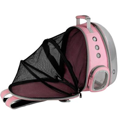 China Breathable expandable pet carrier by energetic expansion of pet space with mesh, designed for cats, dogs, kittens, puppies backpack for sale