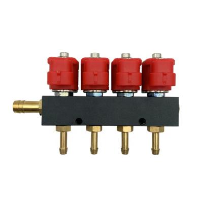 China Red Anti-Corrosion Cng Injector Rail 4 Cylinder 3 OHMS Coil Standard Size for sale