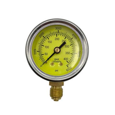 China Stainless Steel MPA Cylinder Pressure Gauge / PSI Gas Pressure Gauge With Brass Connection for sale