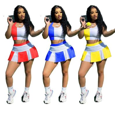 China Newest Summer QUICK DRY Vest Mini Pleated Skirt Tennis Sports Two Piece Set Wear 2021 Women's Clothing 2 Piece Culotte Skirt Set for sale