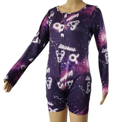 China QUICK DRY Women's Horoscope Pajamas Long Sleeve Lounge Wear Zodiac Onesie Pajama Jumpsuit One Piece Jumpsuit Jumpsuit Aries for sale