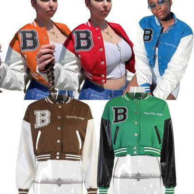 China Women 2021 Short Jacket Autumn Bomber Baseball Jacket Women Winter Custom QUICK DRY Baseball Jacket Uniforms for sale