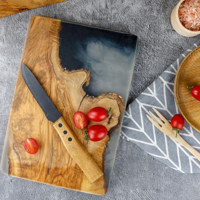 China Viable Custom Small Craft Olive Wood Resin Decorative Cheese Irregular Fruit Food Serving Board for sale