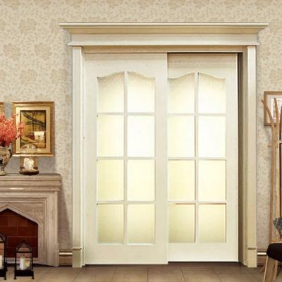 China Sound Insulation Sliding Wooden Door Sliding Wooden Barn Door Track Antic Collar Mounted Gold For Bathrooms for sale