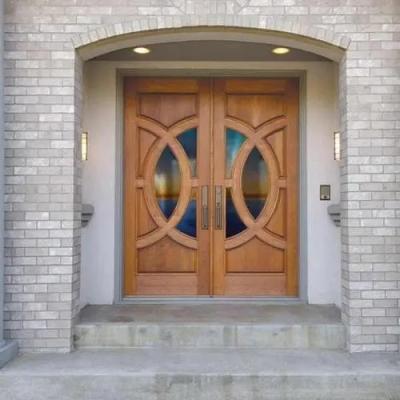 China Simple Teak Wood Door Flower Designs New Waterproof Wooden Main Door Simple Design for sale