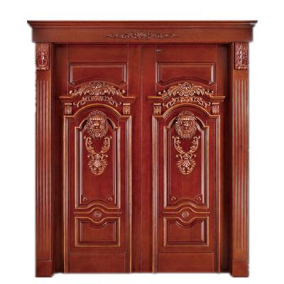 China Hot Sale Waterproof Antique External Solid Wood Classic Door Luxury Residential Front Door Luxury Wood Carving Design for sale