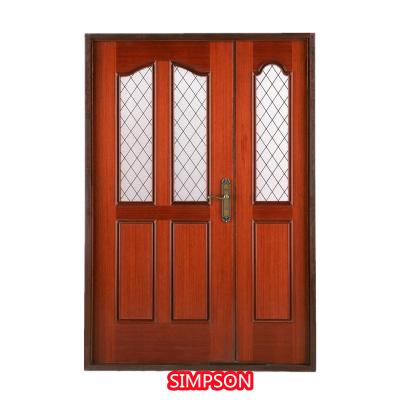 China Waterproof Wooden Double Door Designs In India Single Panels Solid Wood Double Door for sale