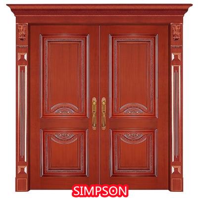 China American main door design main door waterproof polished wooden color aluminum main doors for sale