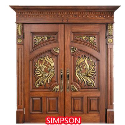 China Waterproof Ash Gray PVC Interior Wood Doors Front Double Door Wooden Double Door Design for sale