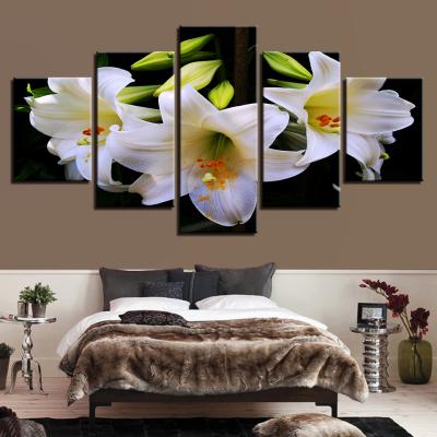 China Waterproof+ECO-Friendly Black White Simple Floral Canvas Prints Painting Flower Painting Wall Art Decoration for sale