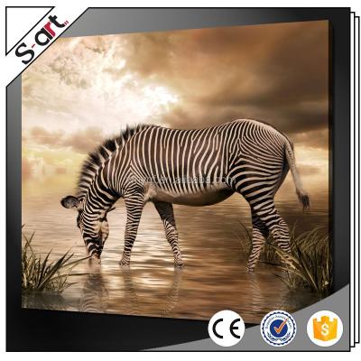 China Waterproof+ECO-Friendly Giclee Artwork Drinking African Zebra Canvas Print Painting For Dining Room Home Hotel Cafe Wall Decoration for sale