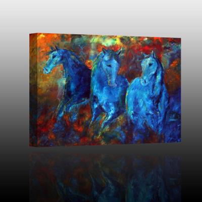 China Waterproof+ECO-Friendly Abstract Blue Horse Canvas Oil Painting Giclee Artwork For Modern Hotel Home Cafe Wall Decoration 24