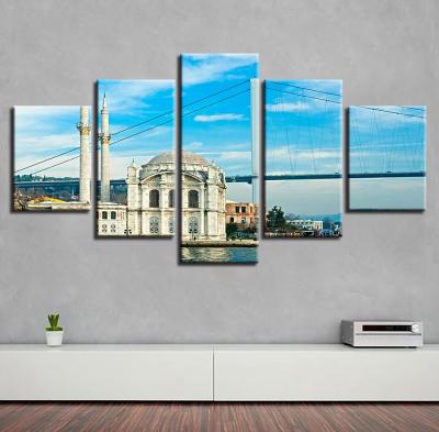 China Waterproof+ECO-Friendly Giclee Artwork Blue Greece Landscape Painting for Modern Living Room Home Hotel Cafe Wall Decoration for sale