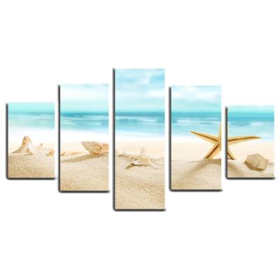 China Waterproof+ECO-Friendly Frameless Seaside Scenery 5pcs Canvas Prints For Home Decoration for sale