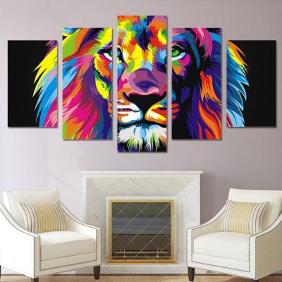 China Waterproof+ECO-Friendly Giclee Artwork 4 Panels Lion Canvas Print Painting for Dining Room Home Hotel Cafe Wall Decoration for sale