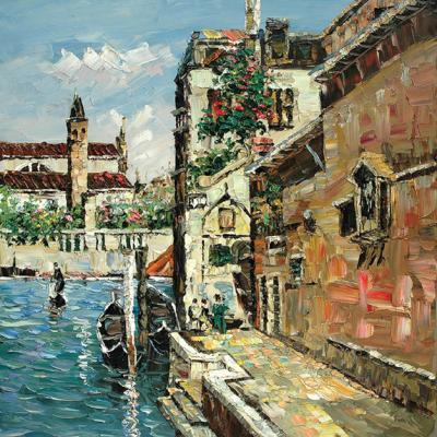 China New Import Modern Custom Street Scene Custom Italian Landscape Oil Paintings for sale