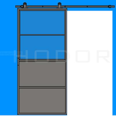 China Decoration HODOR SG20 Iron Doors Glass With 4 Grids 2 Board Steel Framed Sliding for sale