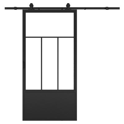 China HODOR HG19 Decoration Swing Door Glass Cabinet with French Style Black Steel Frame for sale