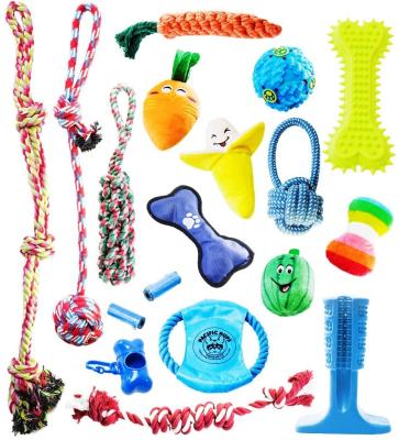 China Squeaky And Dental Cleaning Rope One Plush Squeaky And Dental Cleaning Multi Sized Dog Sustainable Dog Toy Set for sale