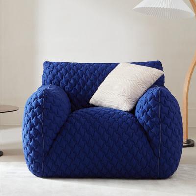 China Vacation Hotel Waiting Room Sofa Modern Single Blue Linen Fabric Sofa for sale