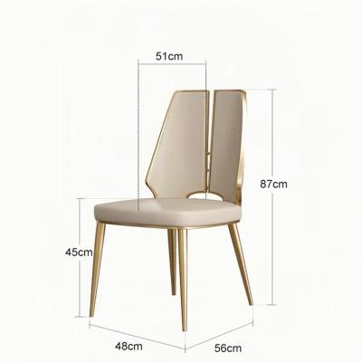 China Modern Light Luxury Hotel Restaurant Furniture Stainless Steel Leather Dining Chair for sale