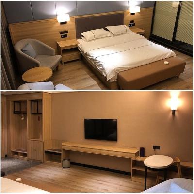 China 3 4 vijfsterrenluxe Houten Bed met Nightstand-het Meubilair van de de Toevluchtslaapkamer van het Motelhotel Te koop