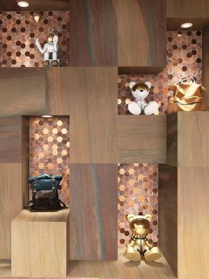 China Unique Metal Hexagonal Mosaics Wall Screens Create Vintage Luxury Spaces For Hotel for sale