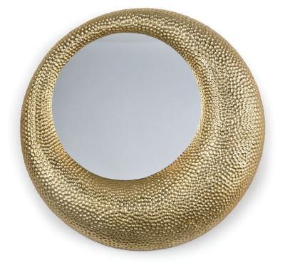 China Custom Gold Hammered Scalloped Round Mirror For Hotel Villa Rooms for sale