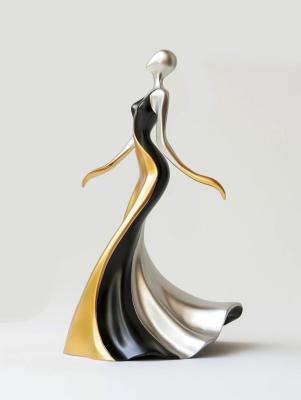 Cina Semplice Glamour Silhouette Dancing Metal Sculpture Hotel Villa Showpiece in vendita