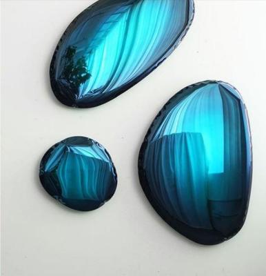 China Mirrored Stainless Steel Blue-Green Wall Decor Crafted Hotel Showroom Furniture for sale