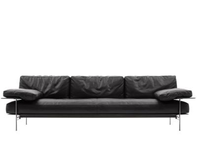 China Light Luxury Minimalist Multi-seat Black Hotel Room Leather Sofa With Metal Frame for sale