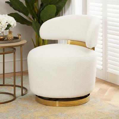 China Modern 5 Star Hotel Room Boucle White Fabric Material Swivel Armchair for sale